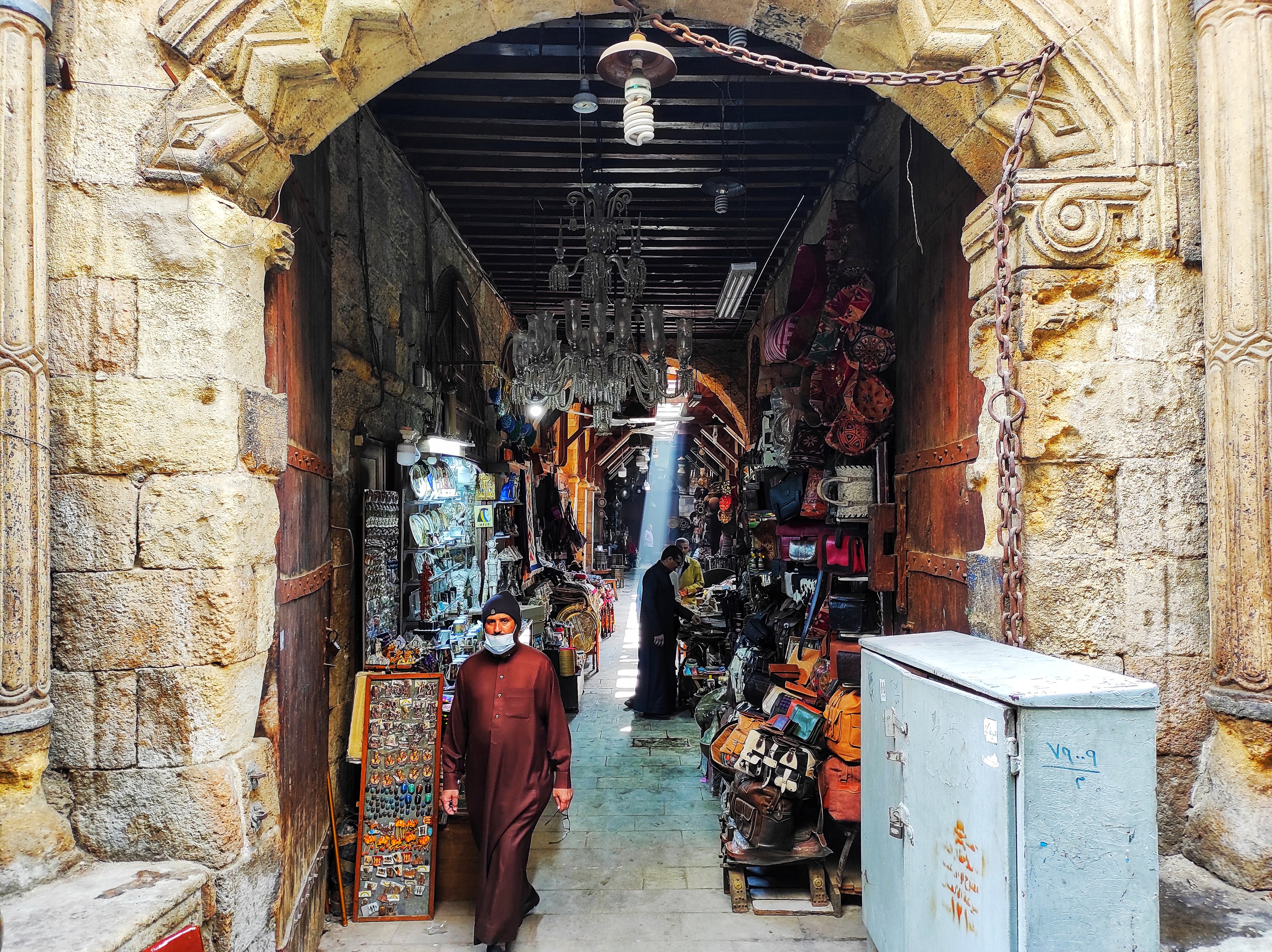 a narrow corridor at al Khalil Market in Cairo
