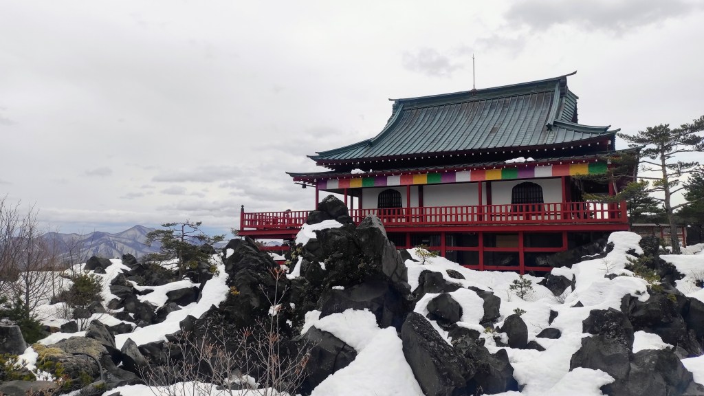 Shinto temple mountain view in Japan 